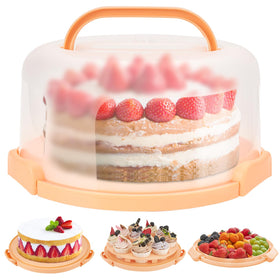 Ohuhu cake stand with lid demonstrates secure 10-inch cake transport.