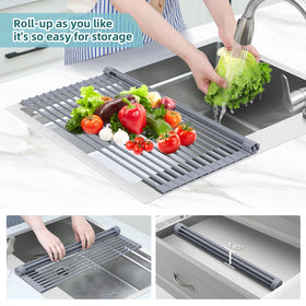 Ohuhu drying rack fits most sinks, ensuring versatile kitchen use.