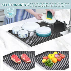 Ohuhu dish rack anti slip silicone coating prevents slipping and scratches