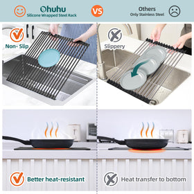Ohuhu roll-up dish drying mat space saving for small kitchens