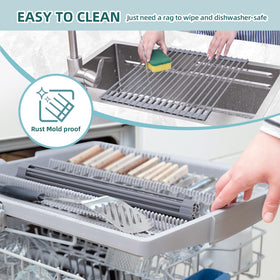 Ohuhu roll-up rack used as a trivet to protect countertops from heat