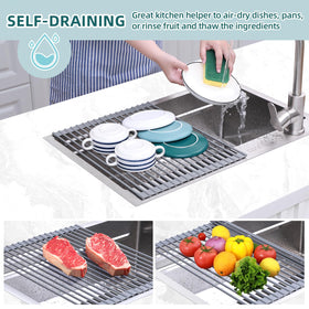 Ohuhu roll-up drying rack rolled for storage, easy cabinet organization