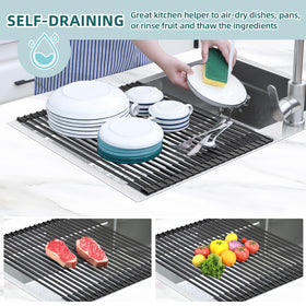 Ohuhu silicone-coated anti-slip surface prevents utensils from sliding during drying.