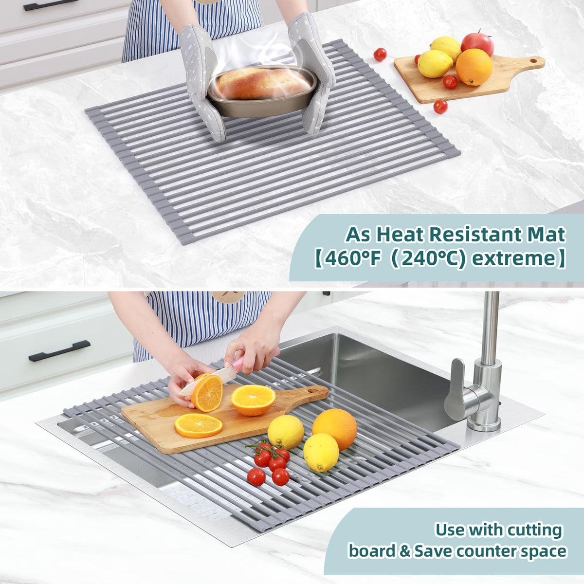 Ohuhu silicone-coated drying mat features anti-slip grip for stable drying.
