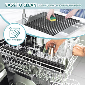 Ohuhu space-saving roll-up design expands kitchen counter space when stored.
