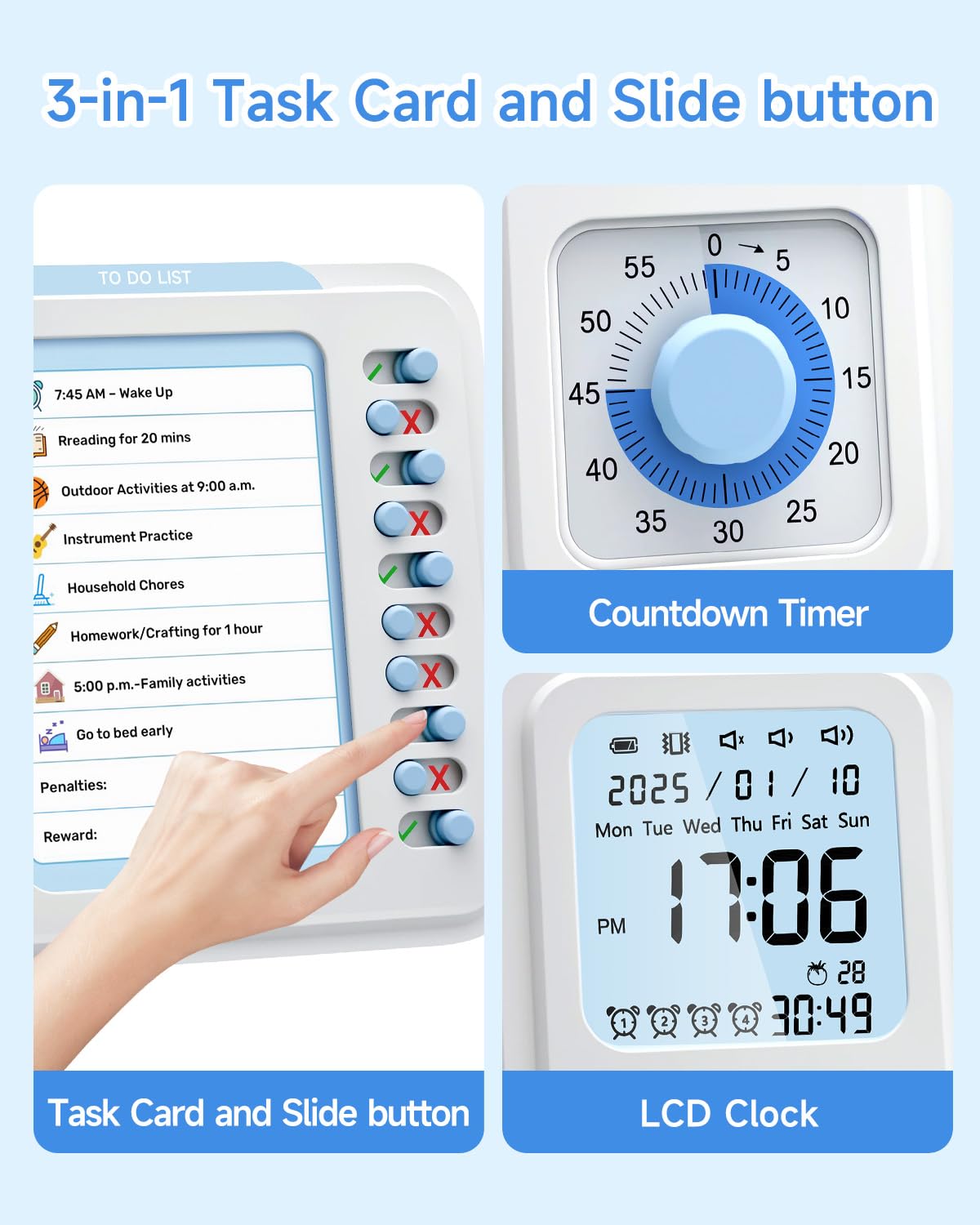 OIJ Visual Timer 3-in-1 timer shows countdown and task list to boost focus