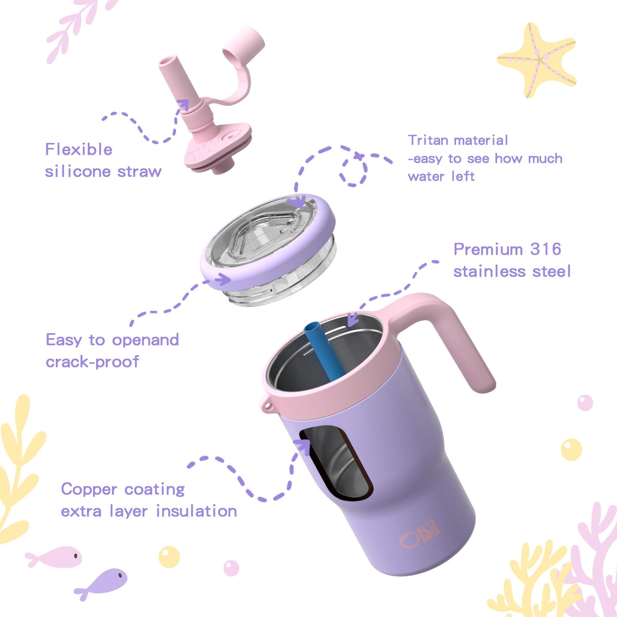 OISIZ 14oz tumbler dust-proof cover keeps the straw clean outdoors.