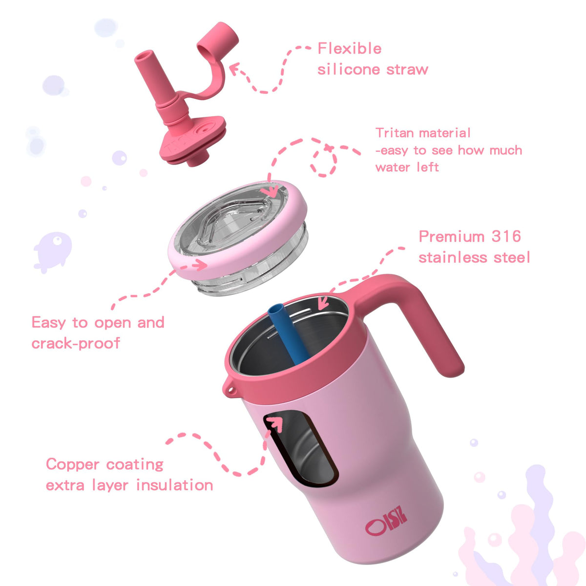 OISIZ 14oz tumbler with dust-proof cover outdoors keeps straw clean