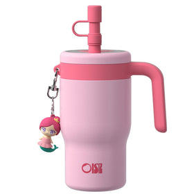 OISIZ 14oz kids tumbler front view with straw lid for easy sipping