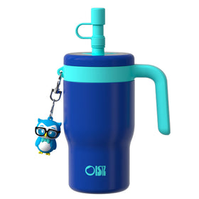 OISIZ 14oz kids tumbler with straw lid and handle for school hydration.