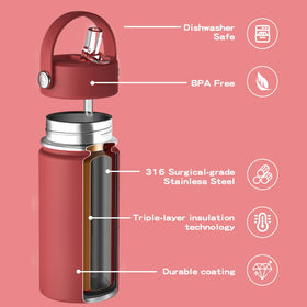 OISIZ Kids vacuum-insulated bottle keeps drinks cold for hours at school
