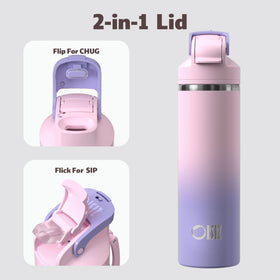 OISIZ two-in-one lid with straw and spout for flexible hydration options.