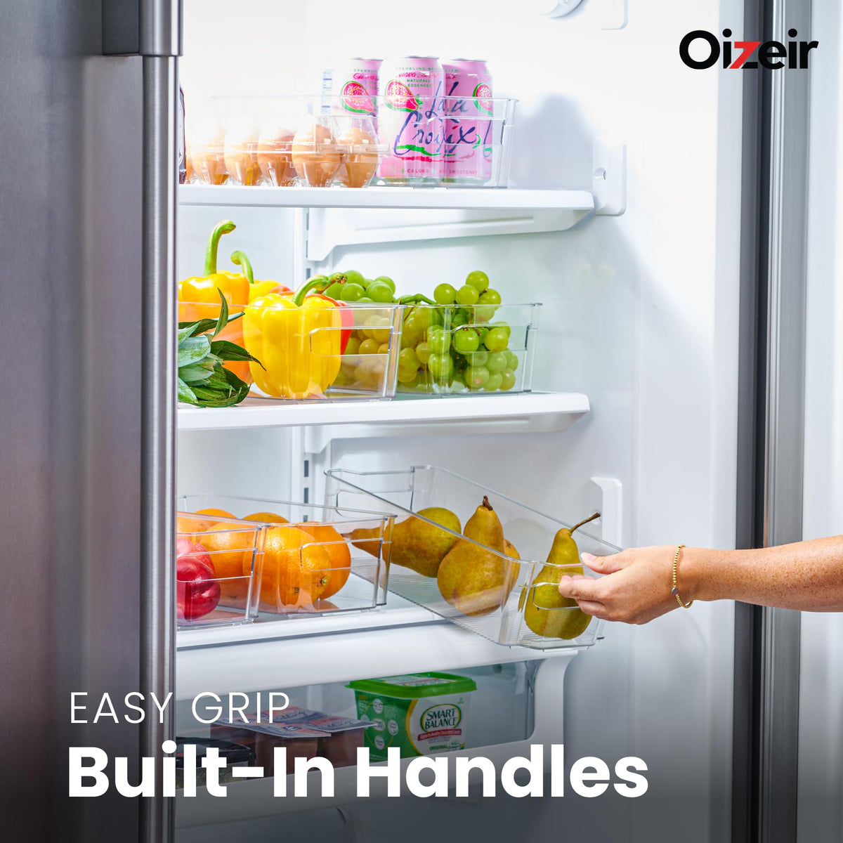 Oizeir BPA-free acrylic bins offer durable see-through pantry storage.