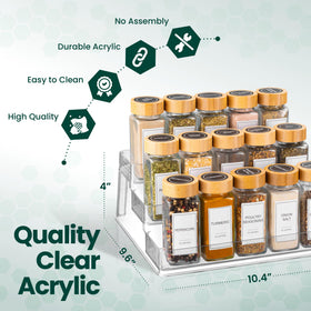 Oizeir Clear Spice Rack deep shelf design prevents spills and keeps items secure.