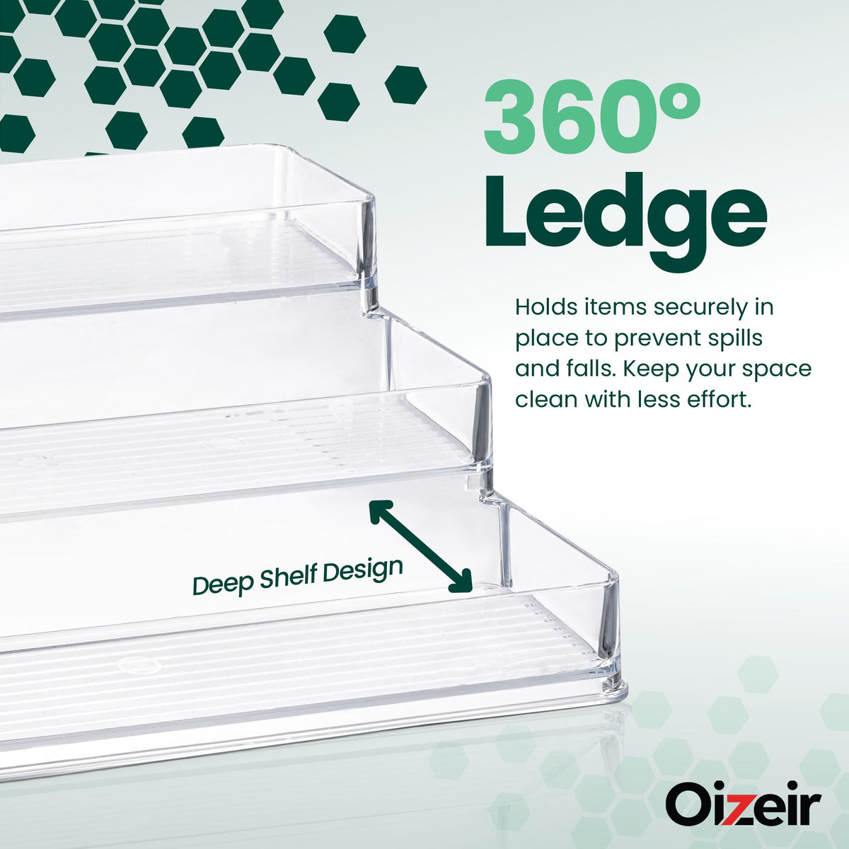 Oizeir Clear Spice Rack stable base supports heavy jars without wobble.