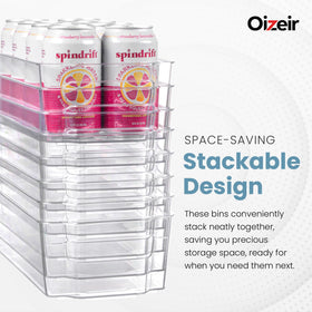 Oizeir easy-grip handles simplify pulling fridge bins from shelves.