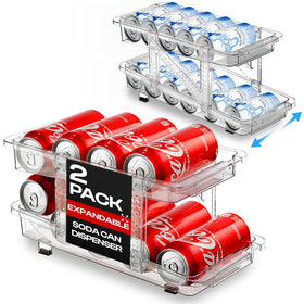 Oizeir expandable soda can dispenser in-fridge with smooth rolling access for easy drinks.