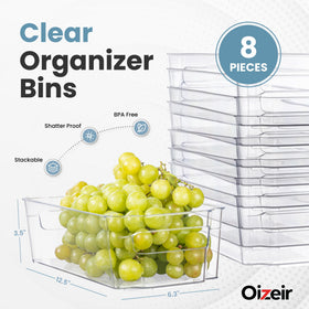 Oizeir clear fridge organizers stackable for space-saving shelves.