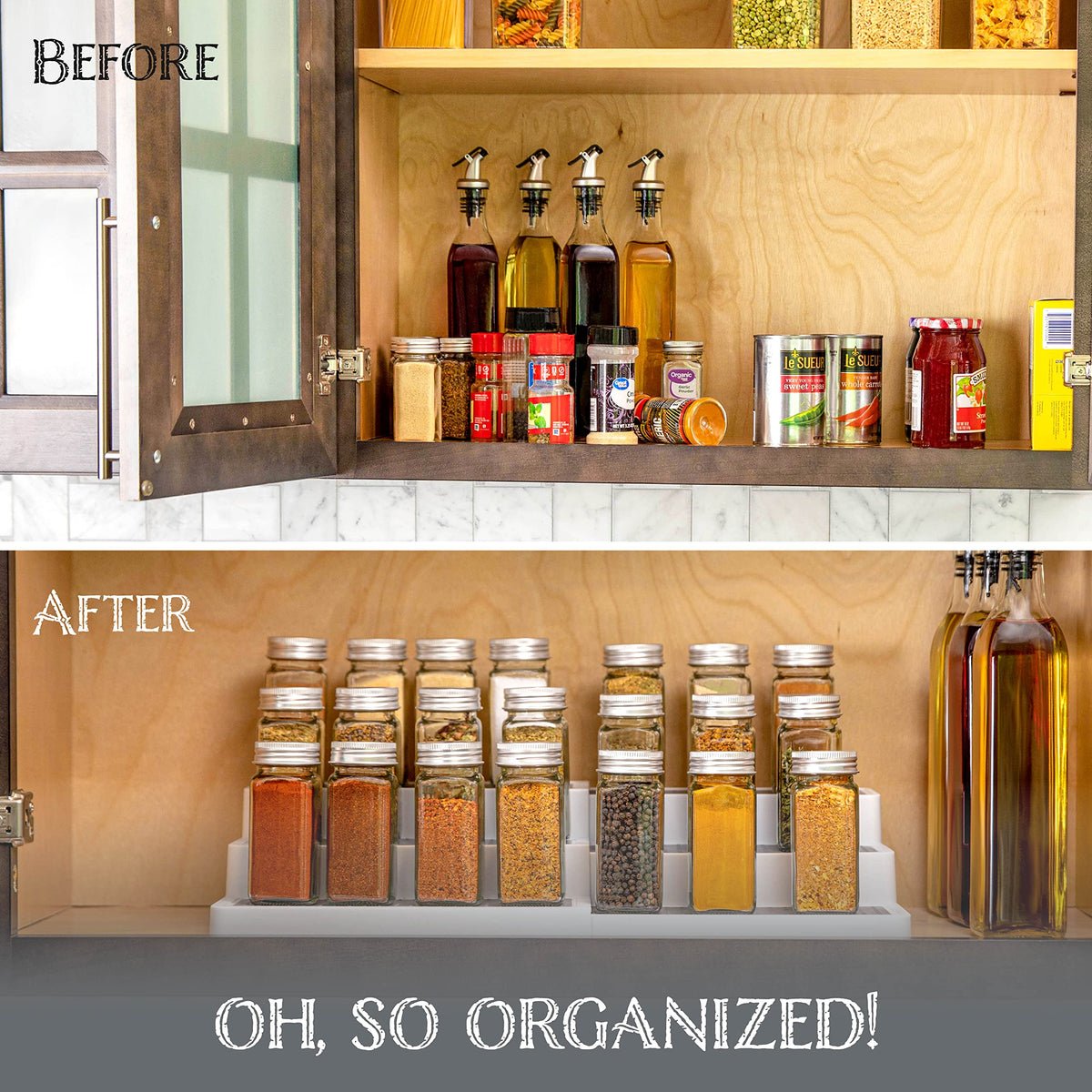 Oizeir white-grey finish blends with modern kitchen decor.
