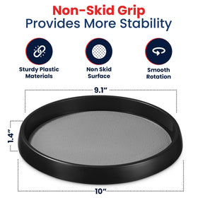 Oizeir 10-inch Lazy Susan inside cabinet provides sturdy base for heavy items.