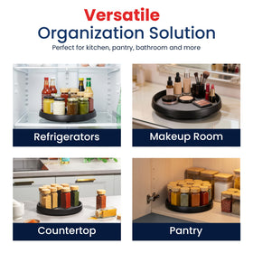 Oizeir 10-inch Lazy Susan black finish complements kitchen decor while improving organization.
