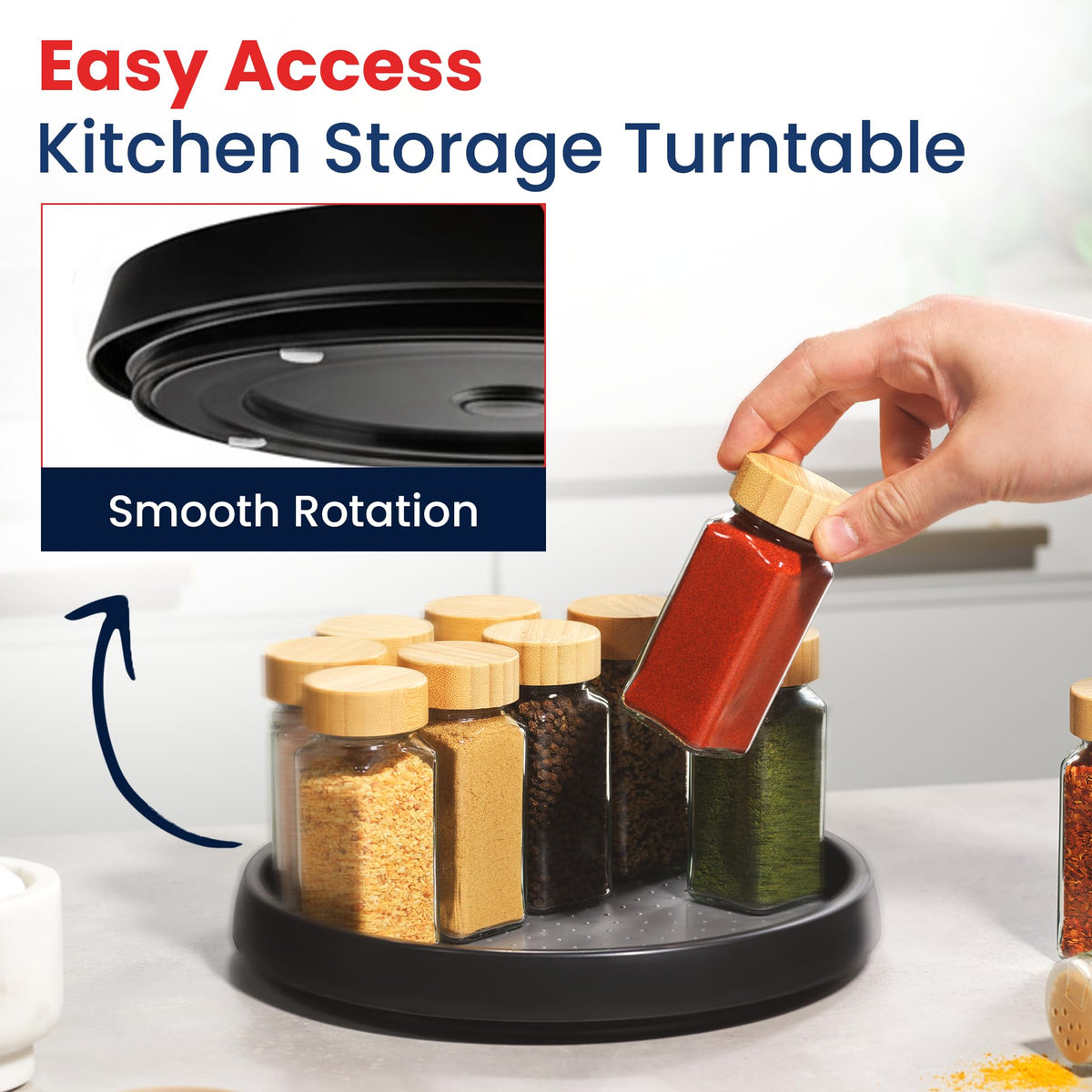 Oizeir 10-inch Lazy Susan in refrigerator shelf supports organized storage.
