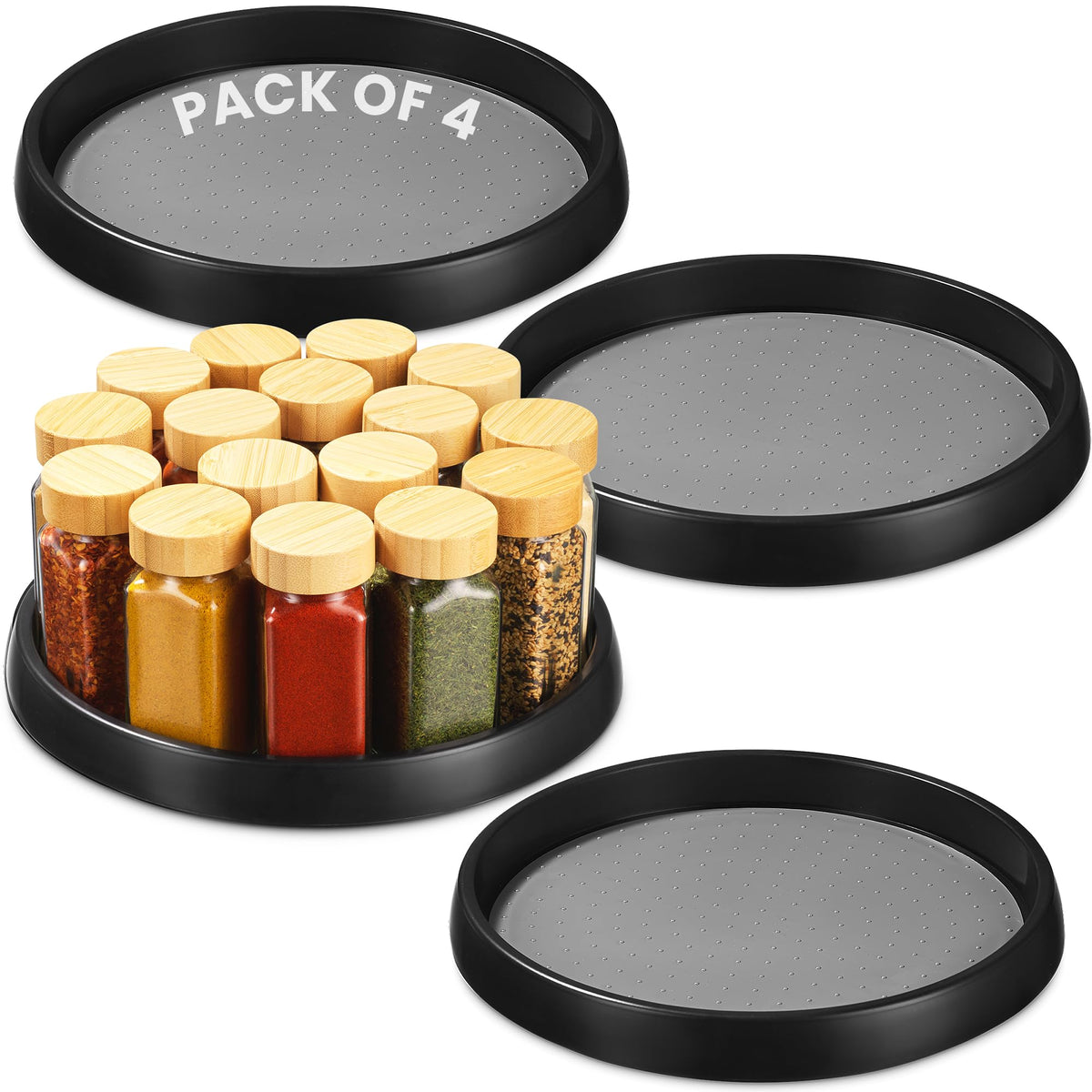 Oizeir 10-inch Lazy Susan top view demonstrates smooth rotation for easy cabinet access.
