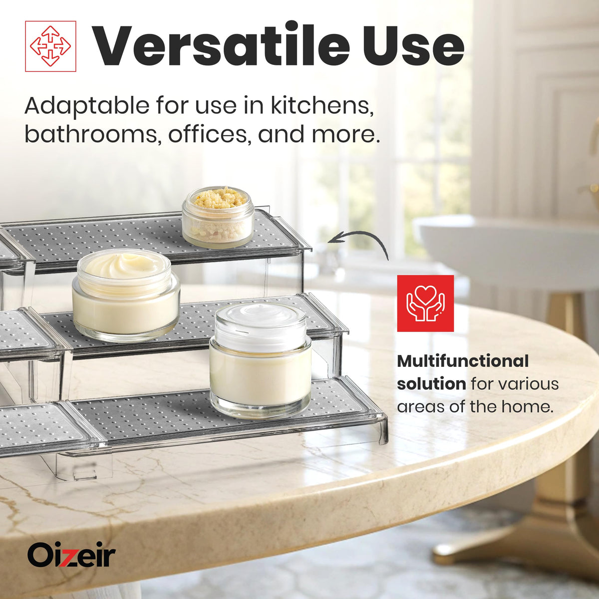Oizeir multi-use storage suitable for bathroom or office supplies.