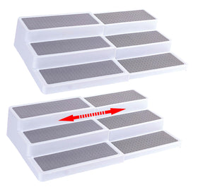 Oizeir expandable-length spice rack fitting a cabinet shelf securely.