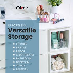 Oizeir bins suit pantry, fridge, and freezer with a neutral look.