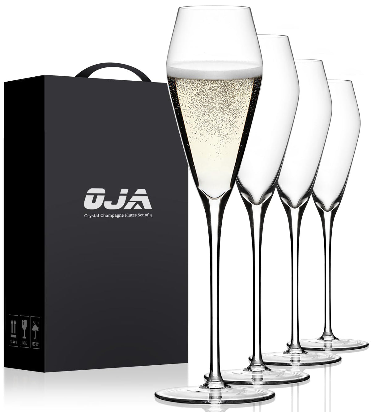 OJA champagne flutes set of four for weddings and toasts