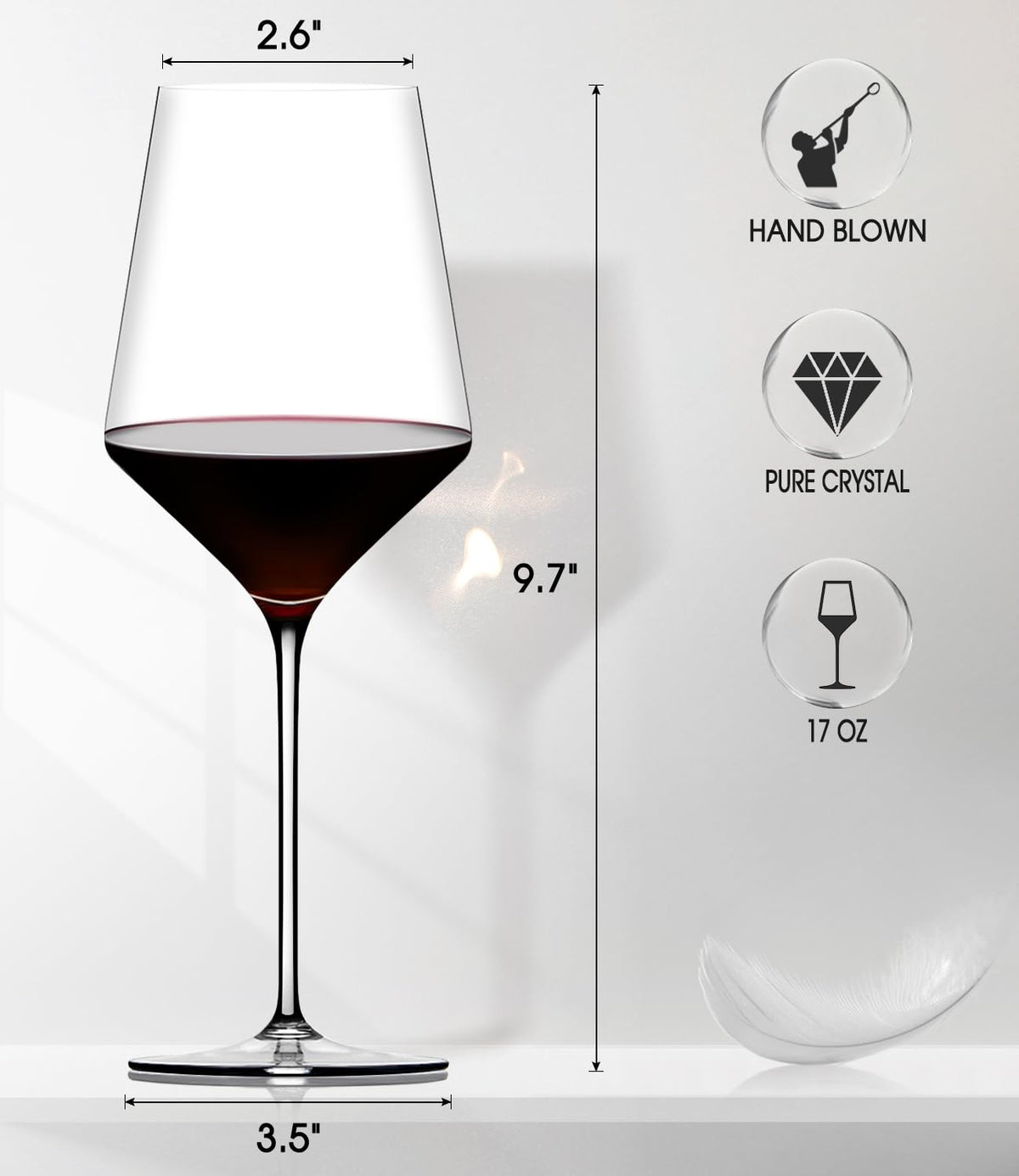 OJA daily-use crystal wine glasses suitable for red and white.