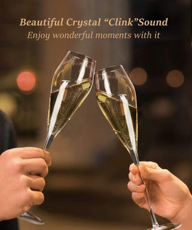 OJA hand-blown crystal champagne glasses, unique pieces