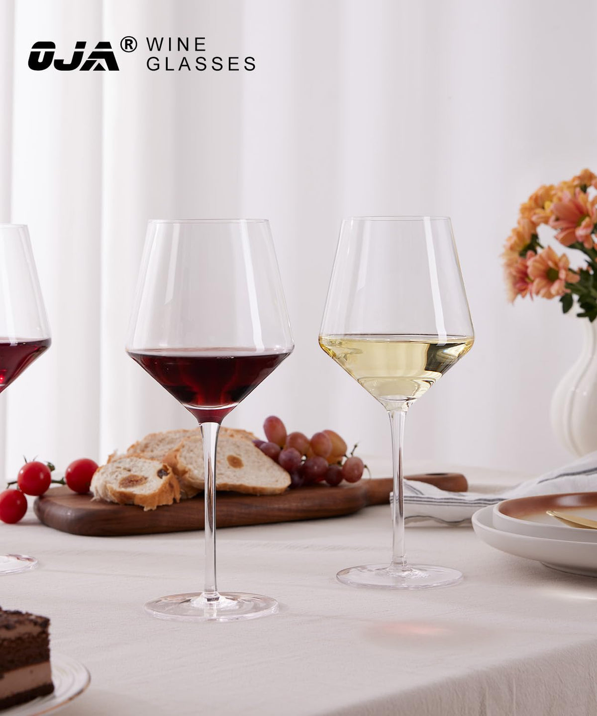 OJA long-stem glass enhances table presentation and wine tasting rituals