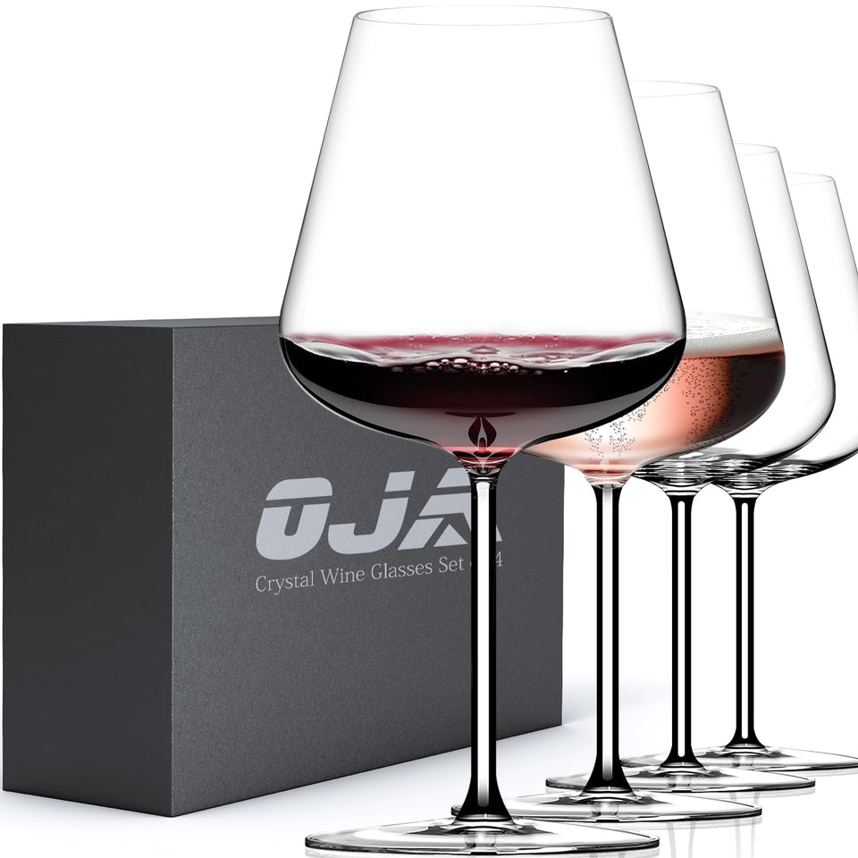 OJA red wine glasses four-pack front view enhances elegant table presentation