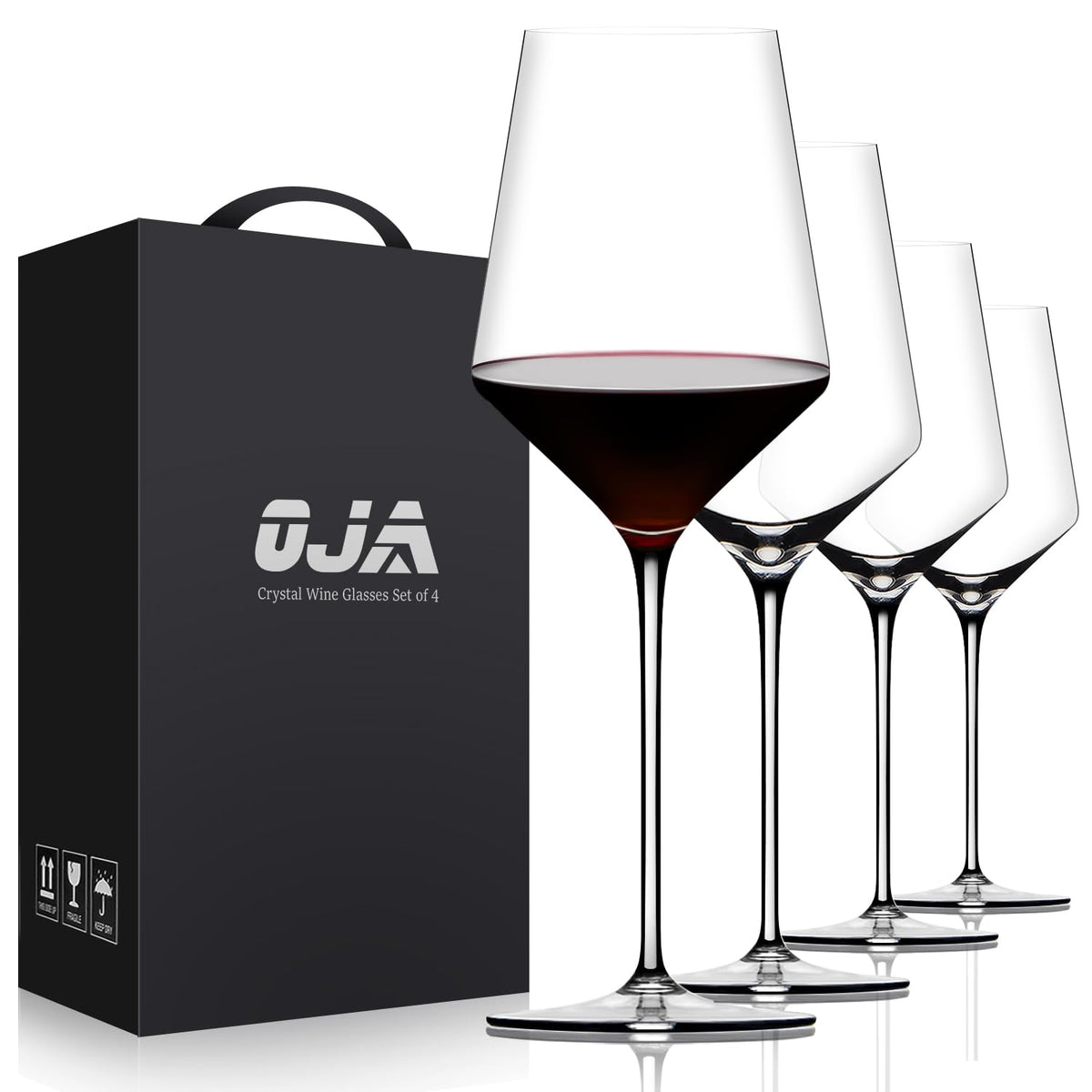 OJA red wine glasses set of 4 on table, ideal for daily use.