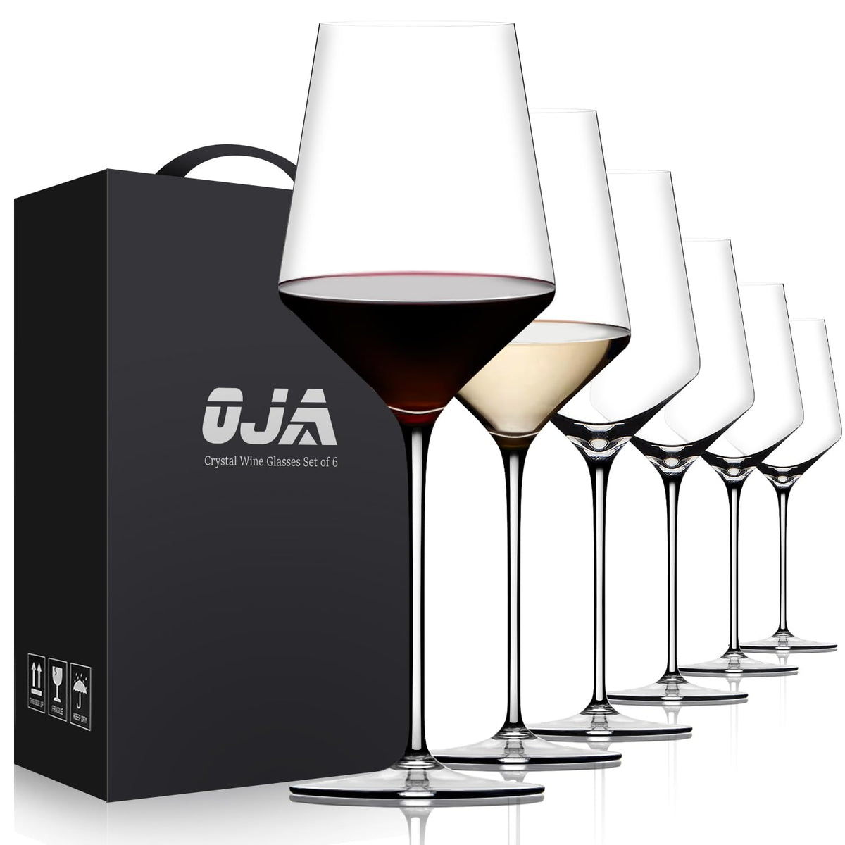 OJA red wine glasses set of 6 with crystal clarity for entertaining.