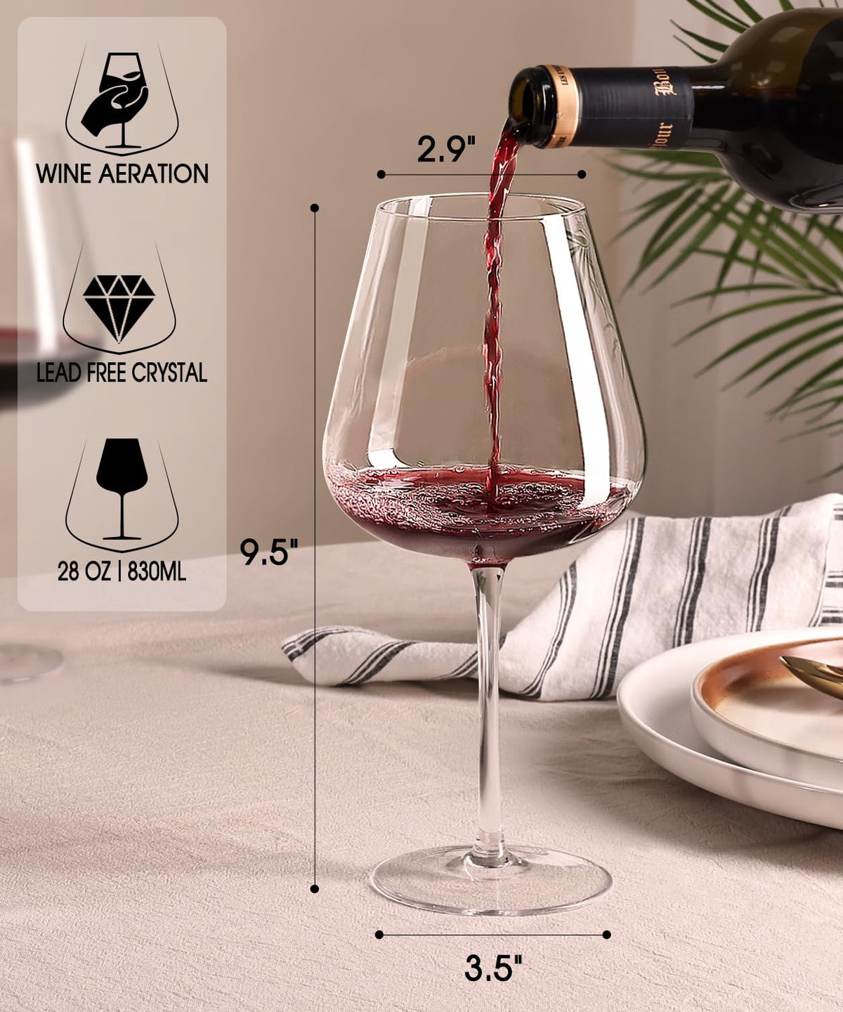 OJA red wine glasses two-stem design offers graceful handling and balance