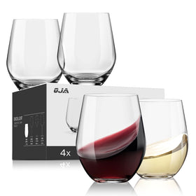 OJA stemless wine glasses 4-set 15oz in crystal for elegant table service