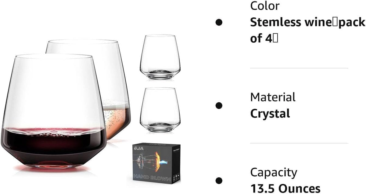 OJA stemless glasses designed for easy cleaning and everyday use.