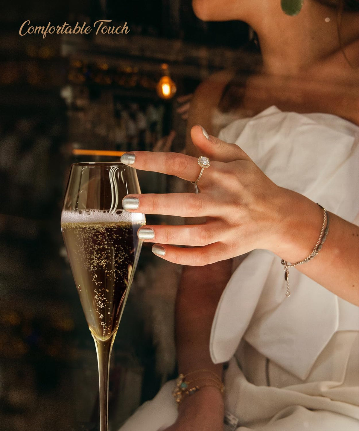 OJA wedding display with these champagne glasses elevates toasts and photos