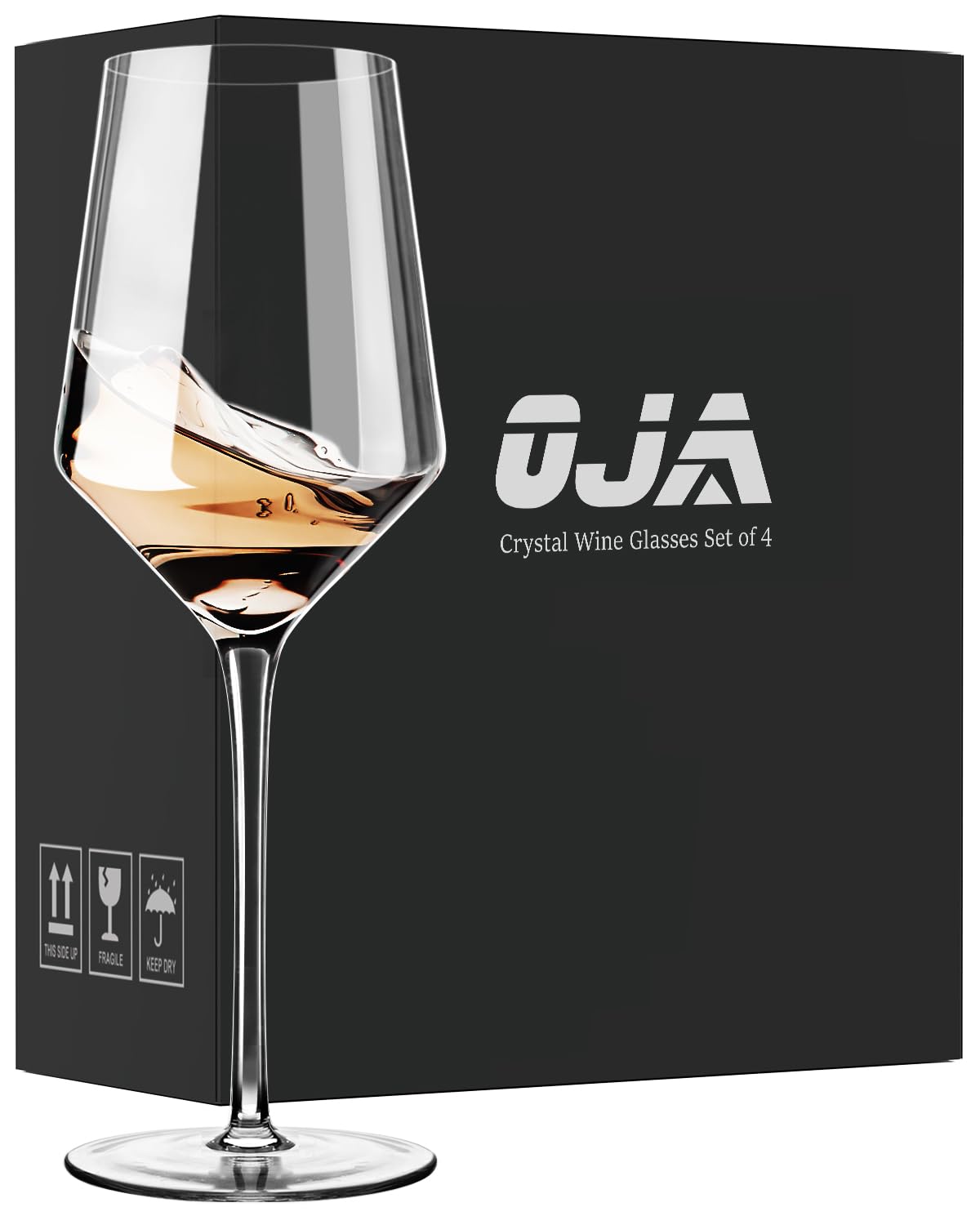 OJA white wine glasses set of 4 in hand-blown crystal for elegant tastings.