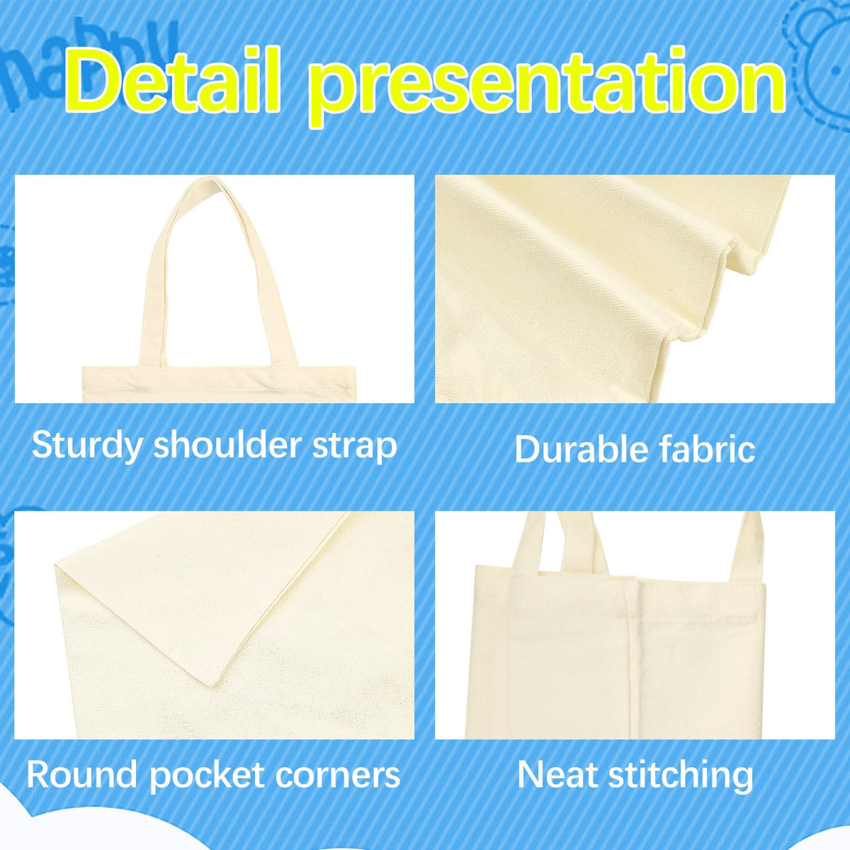 OKBA sublimation canvas bag customizable-blank, ready for paints, embroidery, or vinyl.