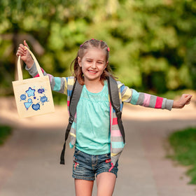 OKBA sublimation canvas bag 8x7.5 handle-side view, easy to carry on daily errands.