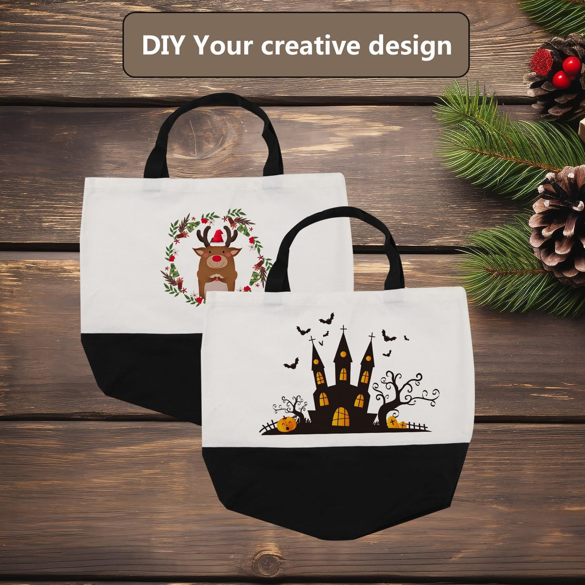 OKBA patchwork tote bag fabric close-up showing durable polyester