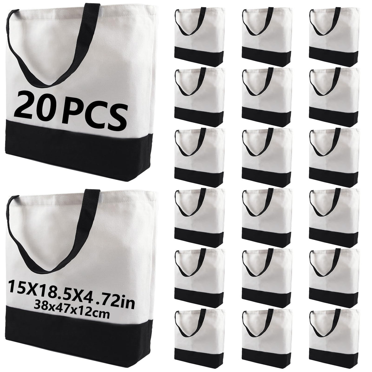 OKBA sublimation tote bag patchwork front view for DIY crafting