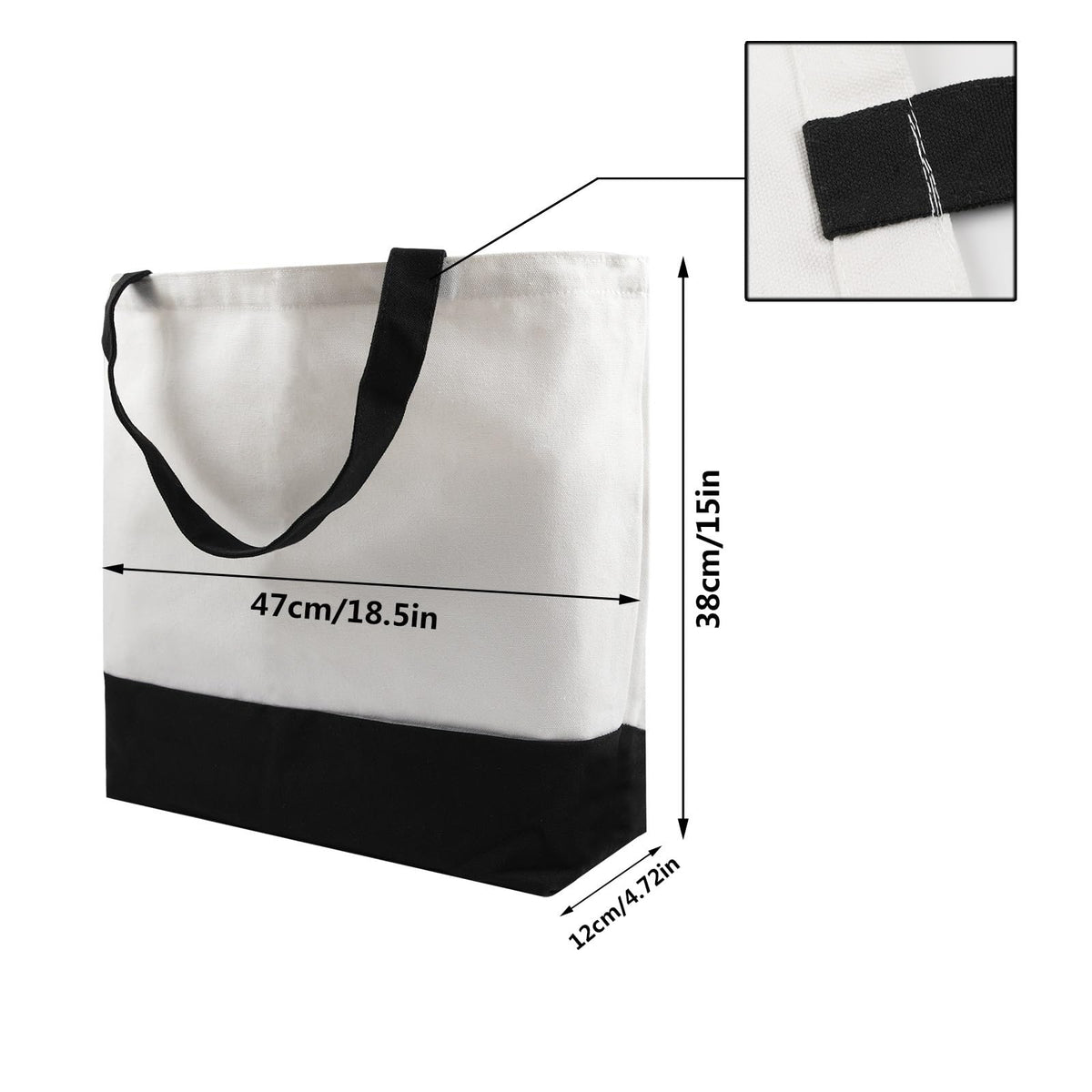 OKBA sublimation tote blank side view shows durable polyester material.