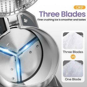 OKF ice shaver three-blades deliver fluffy snow consistently