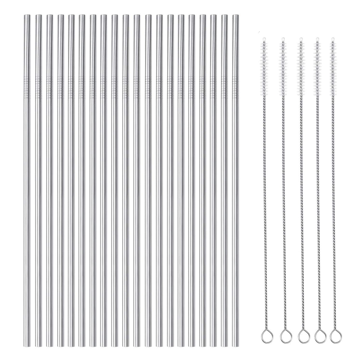 OKGD 25-piece stainless steel straws set, durable and reusable.