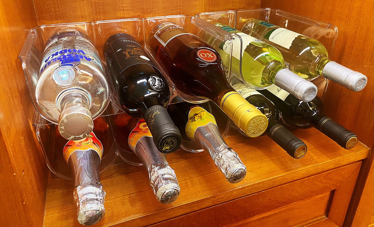 OKITCHEN stackable wine rack on countertop for easy access